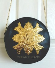 VERSACE JEANS Round Black Faux Leather Pouchette Crossbody Bag - New/Other