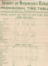 Shropshire & Montgomeryshire Railway Timetable 2nd January 1928 UFN