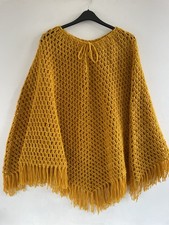 NEW HAND MADE CROCHET GOLD PONCHO CAPE ONE SIZE