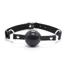 Soft Rubber Black Faux Leather 40mm Silicon Rubber Bondage BDSM Ball Gag