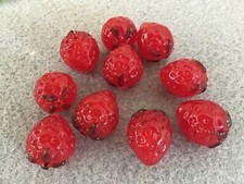  10 x Beautiful Murano glass lampwork strawberry fruit beads 14mm