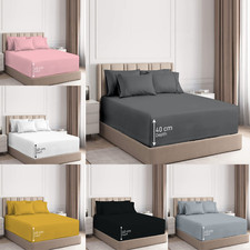 40cm Fitted Sheet Super Soft Extra Deep 100% Microfiber Single Double King Size.