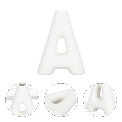 White ceramic decorative vase - white,