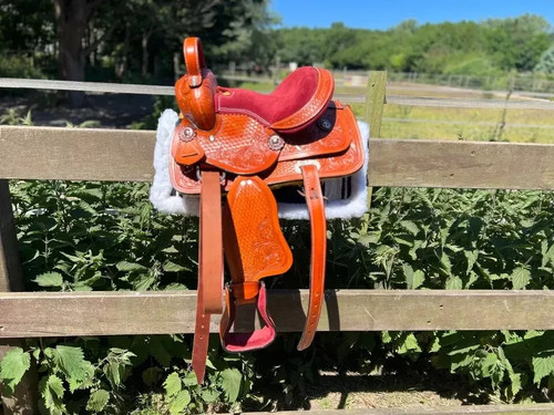 Leather saddle western horse - leather,