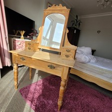 Old Antique Pine Dressing Table with Mirror