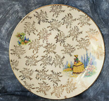 ROYAL HARVEY — CRINOLINE LADY — 9¼" — BREAKFAST — SALAD PLATE —  GOLD GILT CHINZ