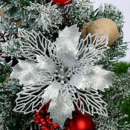 10x glitter artificial flowers - 10x,