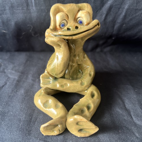 Thinking frog handmade ceramic - frog,