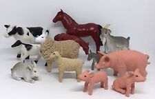Collection of 12 Assorted Farm Toys Animals Plastic Pigs Sheep Goats Cows Horses