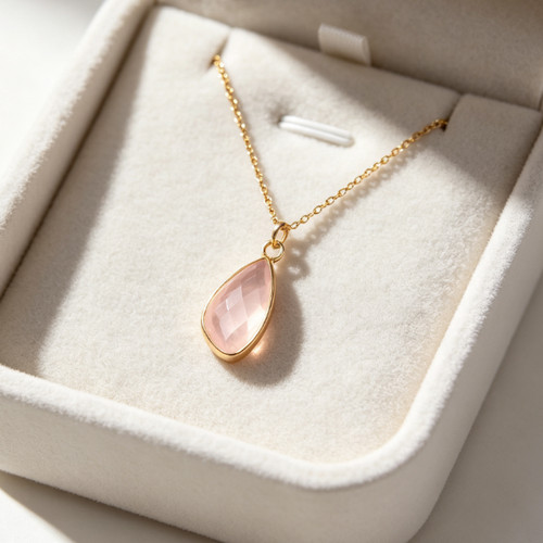 Natural rose quartz droplet - rose,
