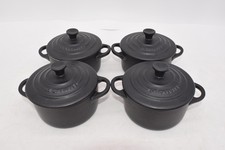 Le Creuset Set of 4 Mini Round Casserole Dishes Black Stoneware