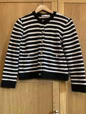 Zara Women's Knit Cardigan size s Striped Black And White Gold Anchor Buttons