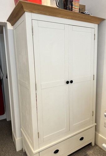 Cream oak bedroom wardrobe - bedroom,
