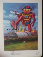 Newhaven Incinerator Robot - Raymond Campbell print signed with unique remarques