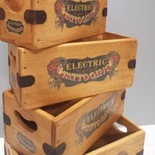 Vintage Tattoo Box Wooden Old Skool Tattooists Crate Vintage Advertising
