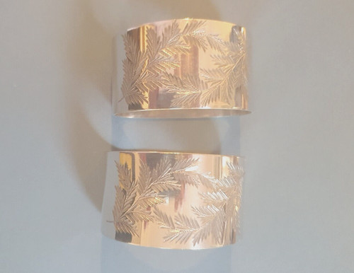 Pair silver plated napkin - silver,