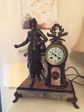gorgeous early french statue mantel clock converted to quartz movementREDUCED