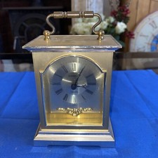 Solid Brass Carriage Clock by H Samuel Quartz Movement Gold Vintage Heavy.