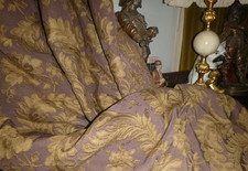 HUGE MTM INTERLINED CHOCOLATE AUBERGINE & OLD GOLD COUNTRY HOUSE CURTAINS  101"L