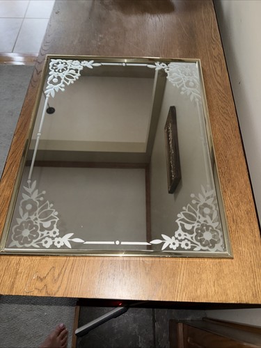 Vintage etched mirror x - etched,