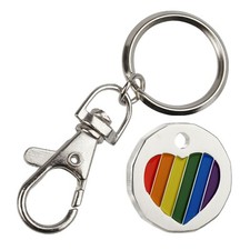 LGBT Rainbow Heart £1 Superior Trolley Token Key ring Supermarket Locker coin