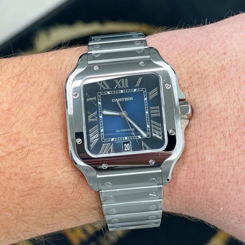 Cartier santos blue dial - cartier,