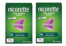 Nicorette Inhalator 15mg 36 Cartridges X 2 Quit Smoking Aid