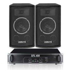 2x Vonyx 6"" Portable DJ PA Speakers + Amplifier + Cables 500 Watt UK Stock