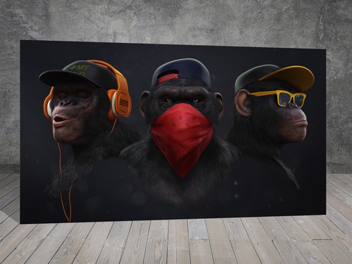 Banksy wise swag monkeys - banksy,