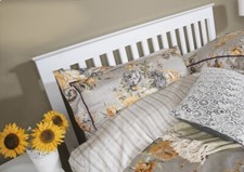 White finish solid wood wooden headboard bed head end board.Woodern