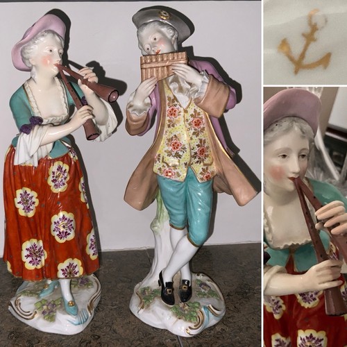 Antique street musician pair - street,