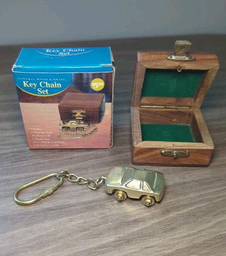 Vtg solid brass car keychain - vtg,