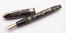 EXCELLENT CONWAY STEWART No60 EXECUTIVE FOUNTAIN PEN, GREEN HATCHED,  c1950's