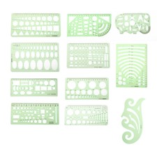 Green Plastic Template Rulers Geometry Stencil Professional Mapping Drawing Tool