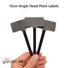 Plant Labels Angled Head Black Plastic T Type ID Name Tags Pots Trays Bulbs 15cm