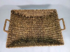 Woven Wicker Trug Basket Vintage Handles Brown Storage Decor Rare Prop