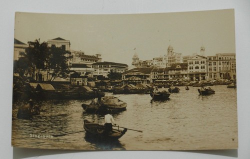 Singapore river scene boats - river,