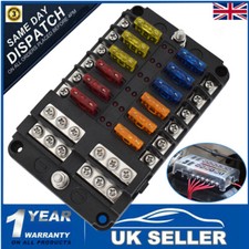 Blade Fuse Box 12 Way Distribution Bar Bus Boat 12V/32V Car Kit Marine Holder UK