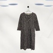 Ex White Stuff Women's 3/4 Sleeve Polka Dot Jersey Dress in Dark Grey