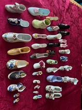 A collection of 38 ornament vintage Bone China and ceramic shoes