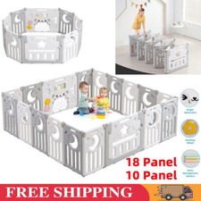 10 18 Panels Foldable Baby Playpen Kids Outdoor Indoor Baby Fence Activity Board