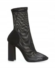 NEW!!! TOPSHOP Women's Black Serena Mesh Sock Boot Heels Size UK 5