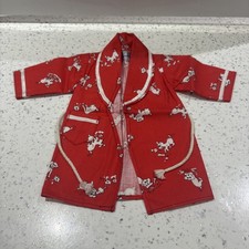 Vintage Dolls Dressing Gown By "Ballerina", Made In England, Red w. Dogs VGC