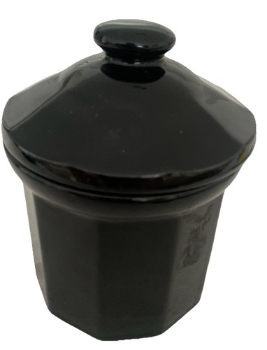 Black lidded jar 12t vgc - black, ht