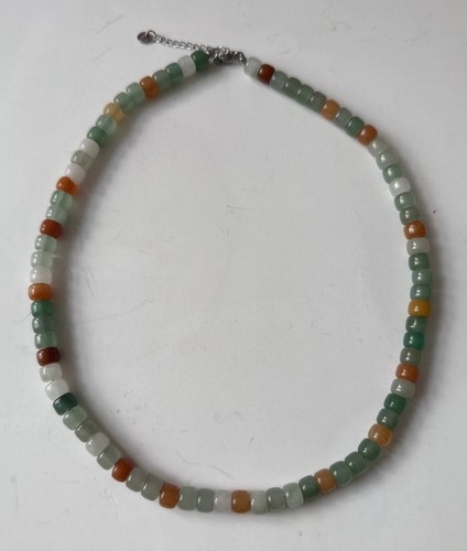 Jade necklace beaded chain - beaded,