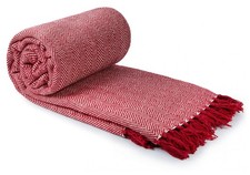 100% Cotton Herringbone Red