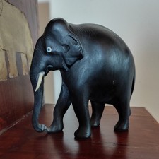 Hand Carved Ebony Wood Indian Elephant Figure Made In India 13 Cm By 13 Cm