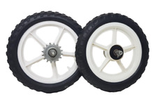 Pair Of 12" Front & Rear White 300mm Mag Wheels With Solid Tyres For Kids Bikes
