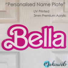 Personalised Pink and White Name Plate, Door Sign,Wall Decor,Childrens Door Name