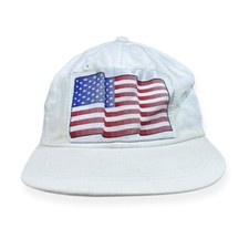 Vintage 90’s REEBOK USA Flag Mini Spellout Baseball Cap One Size White